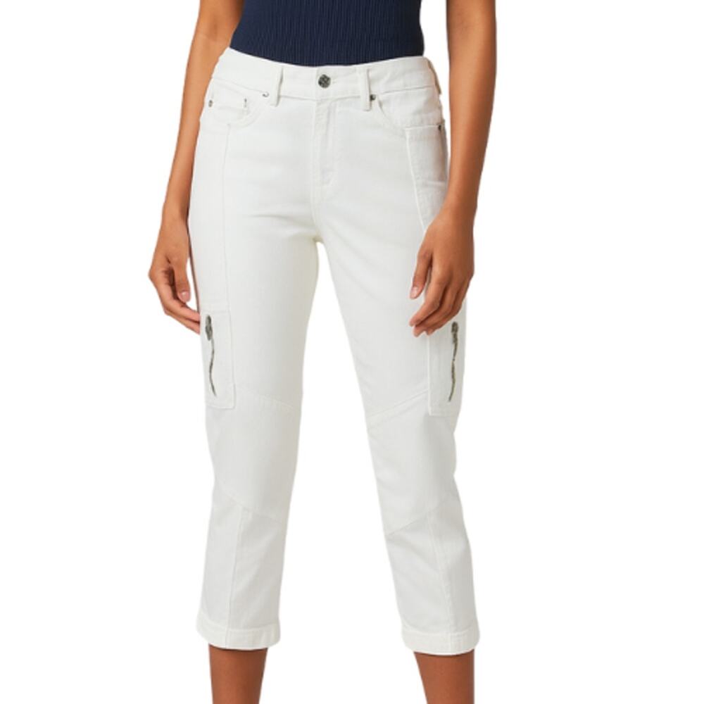 White House Black Market Slim Crop Cargo Pants in White – NWT Size 2